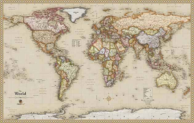 Seth Alberty Cartography - Antique style map of the world