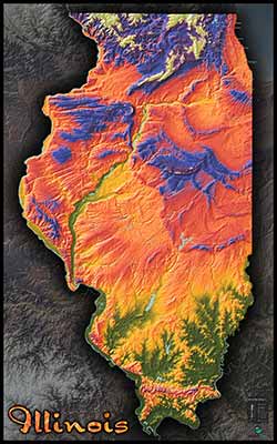 Seth Alberty Cartography - topographical map of Illinois