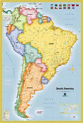 Seth Alberty Cartography - Standard Political map of South America